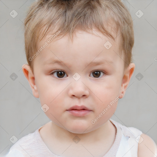 Neutral white child male with short  brown hair and brown eyes