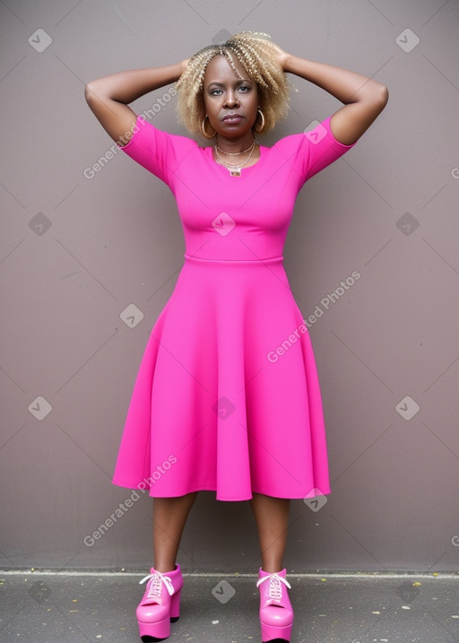 African american middle-aged female with  blonde hair