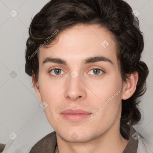 Neutral white young-adult male with medium  brown hair and brown eyes