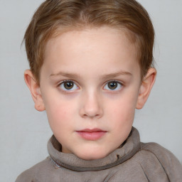 Neutral white child female with short  brown hair and brown eyes