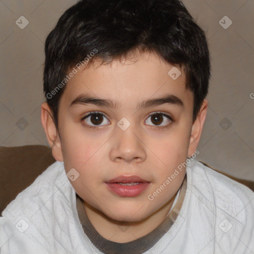 Neutral white child male with short  brown hair and brown eyes