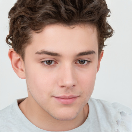 Neutral white child male with short  brown hair and brown eyes