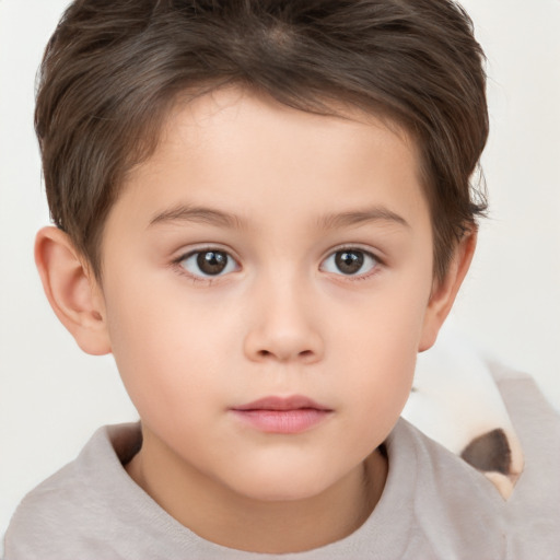 Neutral white child female with short  brown hair and brown eyes