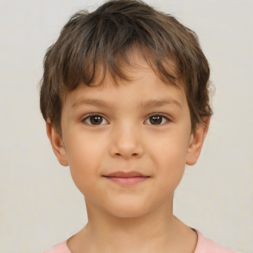 Neutral white child male with short  brown hair and brown eyes