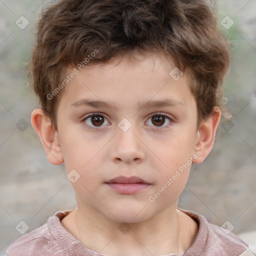 Neutral white child male with short  brown hair and brown eyes