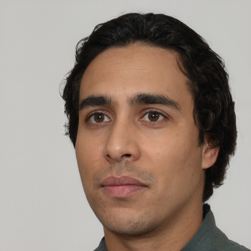 Neutral white young-adult male with short  black hair and brown eyes