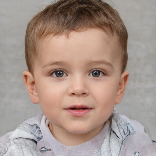 Neutral white child male with short  brown hair and brown eyes