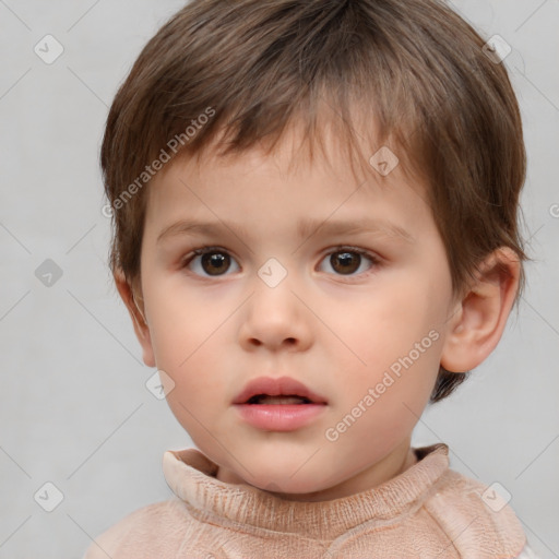 Neutral white child male with short  brown hair and brown eyes