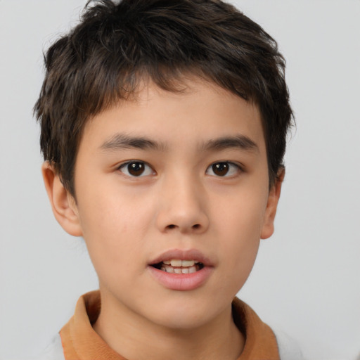 Neutral white child male with short  brown hair and brown eyes