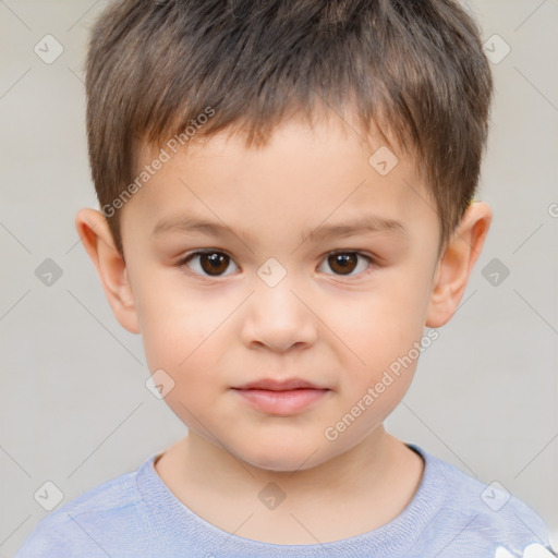 Neutral white child male with short  brown hair and brown eyes