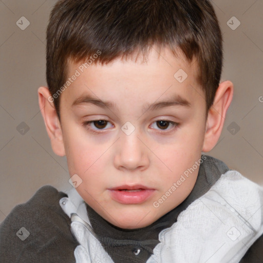 Neutral white child male with short  brown hair and brown eyes