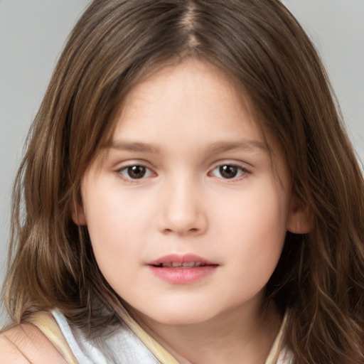 Neutral white child female with medium  brown hair and brown eyes