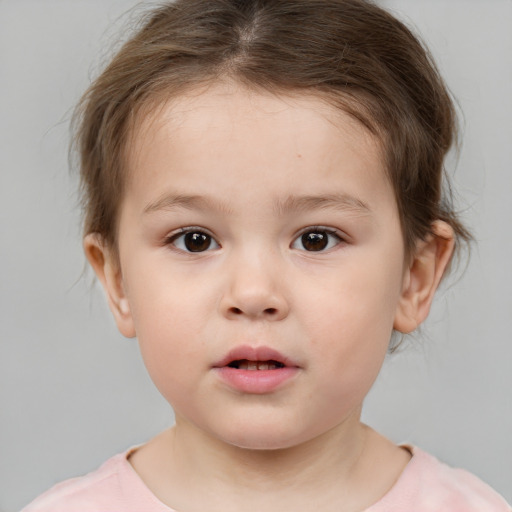 Neutral white child female with medium  brown hair and brown eyes