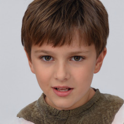 Neutral white child male with short  brown hair and brown eyes