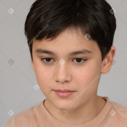 Neutral white child male with short  brown hair and brown eyes