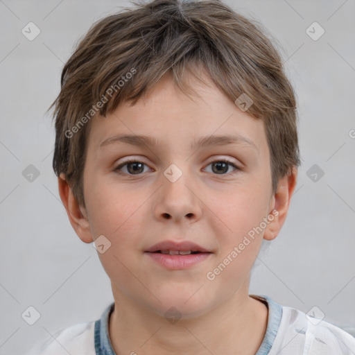 Neutral white child male with short  brown hair and brown eyes