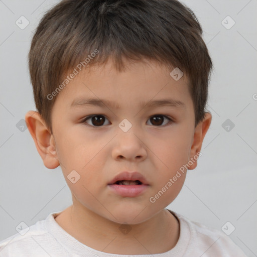 Neutral white child male with short  brown hair and brown eyes