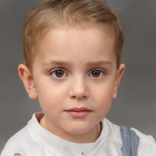 Neutral white child female with short  brown hair and brown eyes