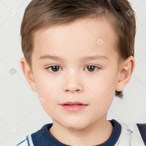 Neutral white child male with short  brown hair and brown eyes