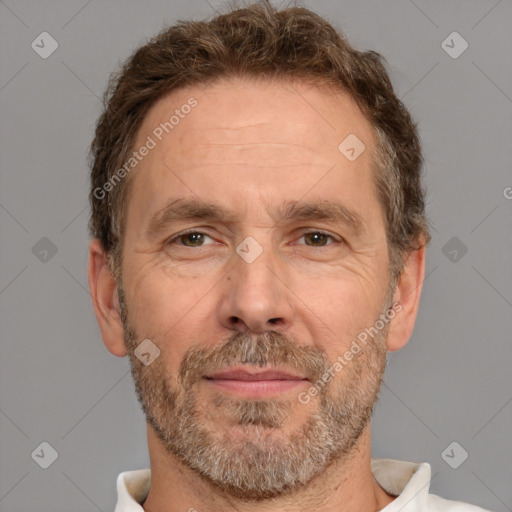 Neutral white adult male with short  brown hair and brown eyes