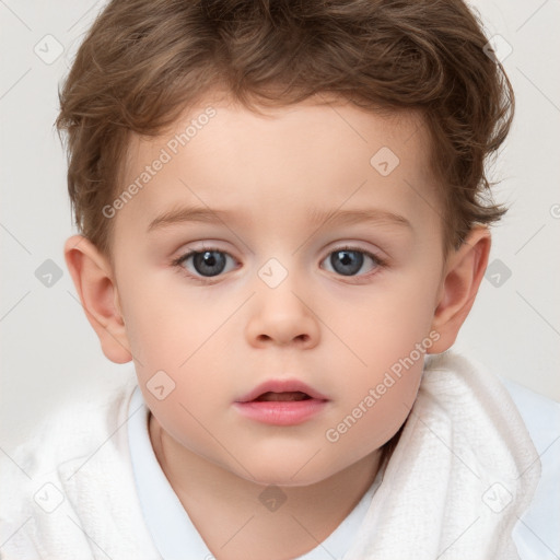 Neutral white child male with short  brown hair and brown eyes