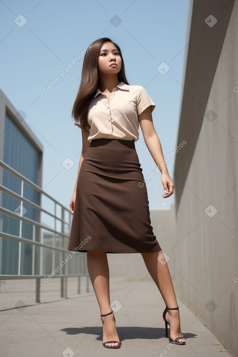 Filipino young adult female with  brown hair