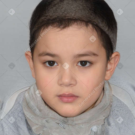 Neutral white child female with short  brown hair and brown eyes