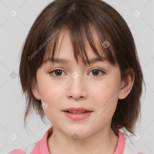 Neutral white child female with medium  brown hair and brown eyes