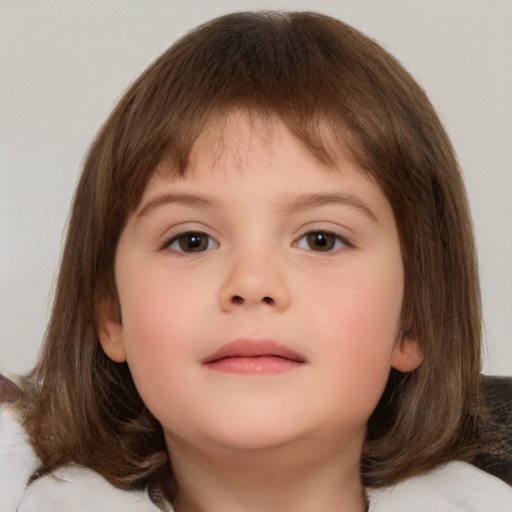 Neutral white child female with medium  brown hair and brown eyes