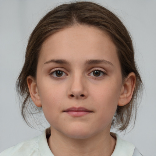 Neutral white child female with medium  brown hair and brown eyes