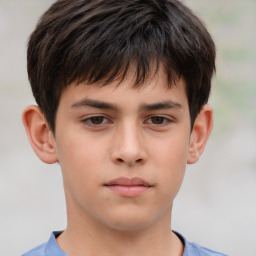Neutral white child male with short  brown hair and brown eyes