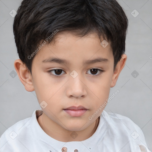 Neutral white child male with short  brown hair and brown eyes