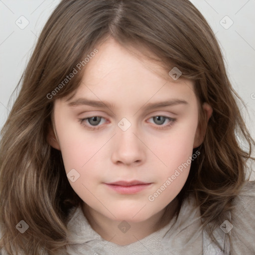 Neutral white child female with medium  brown hair and brown eyes