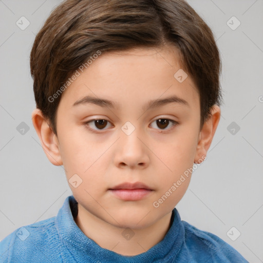 Neutral white child female with short  brown hair and brown eyes