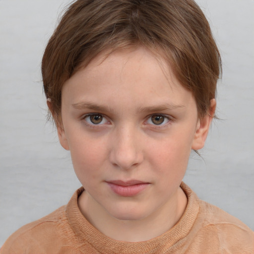 Neutral white young-adult female with short  brown hair and brown eyes