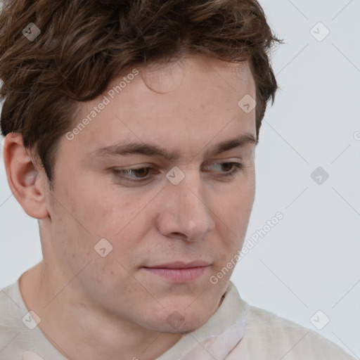 Neutral white adult male with short  brown hair and brown eyes