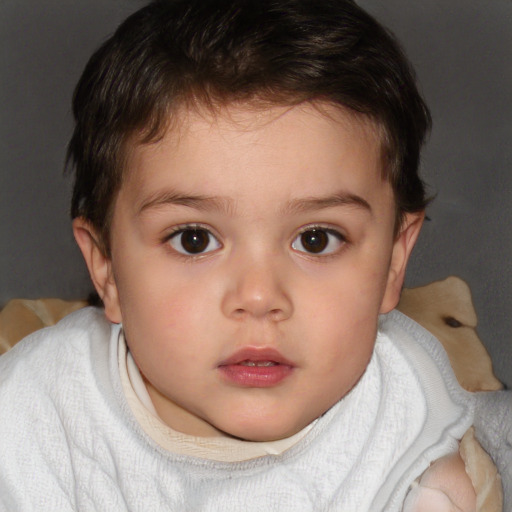 Neutral white child female with short  brown hair and brown eyes