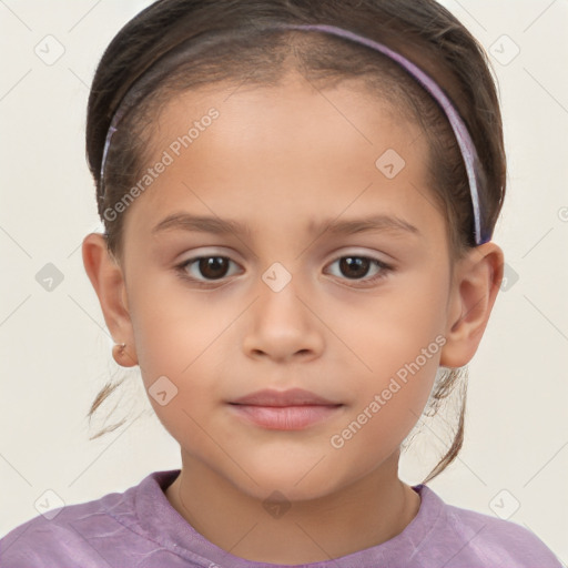 Neutral white child female with short  brown hair and brown eyes