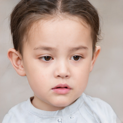 Neutral white child female with short  brown hair and brown eyes