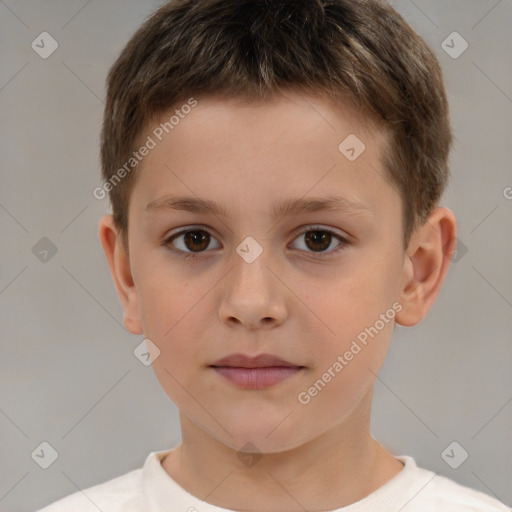 Neutral white child male with short  brown hair and brown eyes