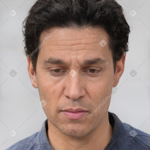 Neutral white adult male with short  brown hair and brown eyes