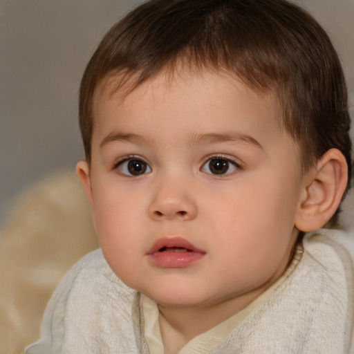 Neutral white child male with short  brown hair and brown eyes