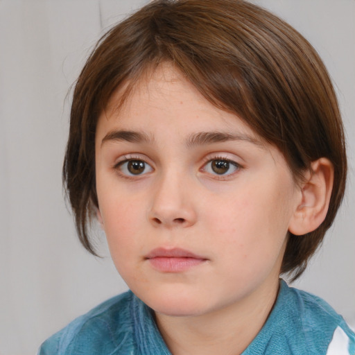 Neutral white child female with medium  brown hair and brown eyes