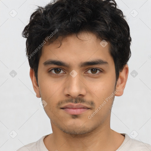 Neutral asian young-adult male with short  brown hair and brown eyes