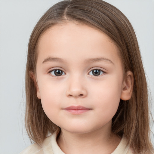 Neutral white child female with medium  brown hair and brown eyes