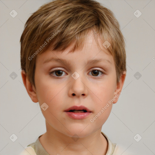 Neutral white child male with short  brown hair and brown eyes