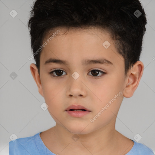 Neutral white child male with short  brown hair and brown eyes