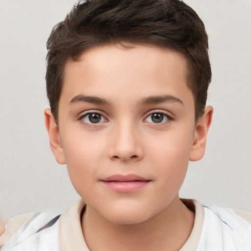 Neutral white child male with short  brown hair and brown eyes