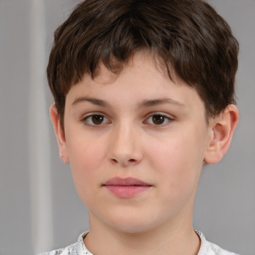 Neutral white child male with short  brown hair and brown eyes