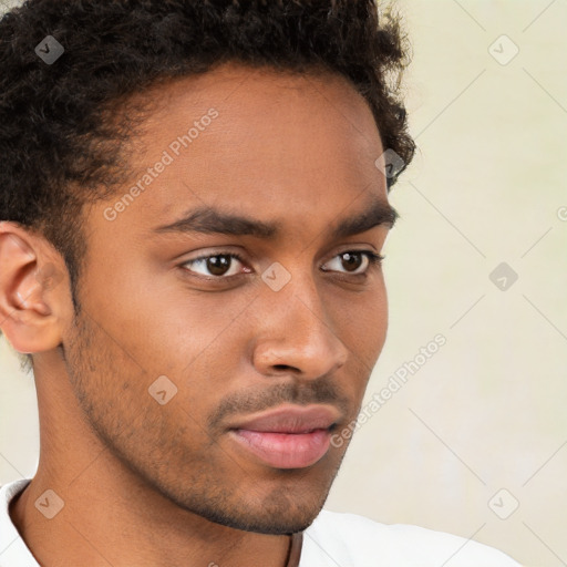 Neutral black young-adult male with short  brown hair and brown eyes